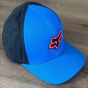 Fox Cap in Blue and Black with Red Logo ! Large